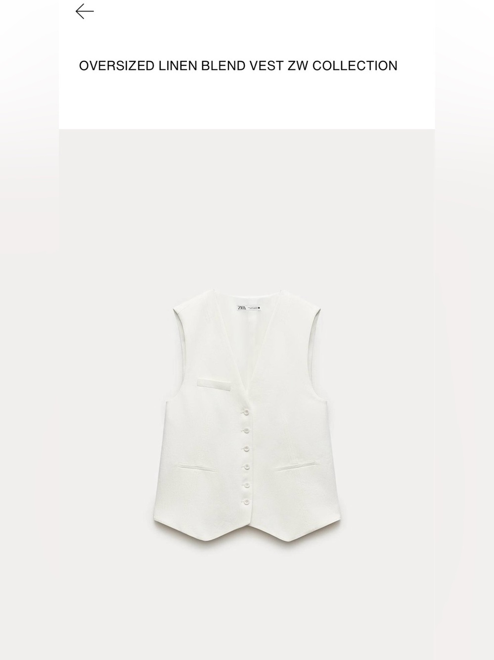 Zara White Tailored Linen-Blend Vest